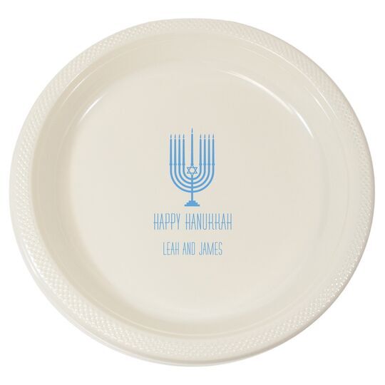 Happy Hanukkah Menorah Plastic Plates